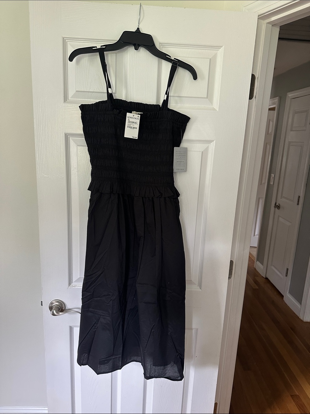 MELLODAY Black Midi Sundress with Smocked Bodice